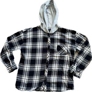 100% Cotton Justify Black and White Plaid Women’s Hoodie